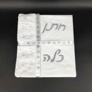 סט מצעים רקום חתן כלה כסף סט מצעים רקום חתן כלה כסף
