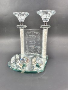 פמוט 3 יהלומי קריסטל פנינים פמוט 3 יהלומי קריסטל פנינים