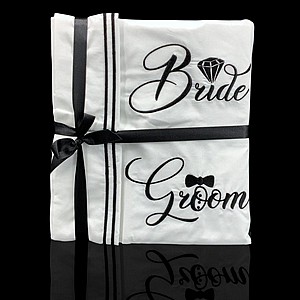 סט מצעים רקום groom Bride שחור סט מצעים רקום groom Bride שחור